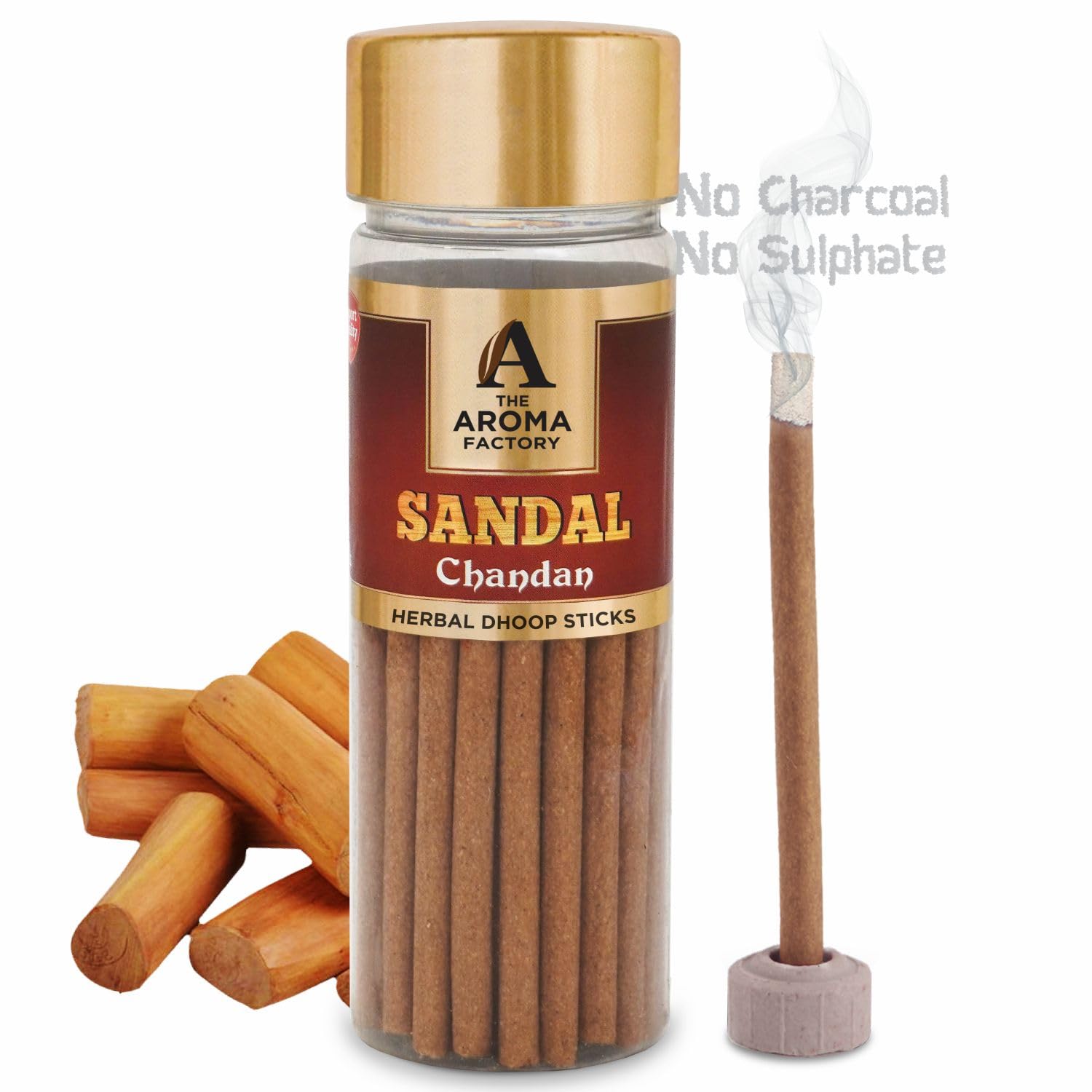The Aroma Factory Dhoop batti - Varillas de bambú con soporte para incienso, 5 botellas de 75 g, con bolsa de yute (bienestar)