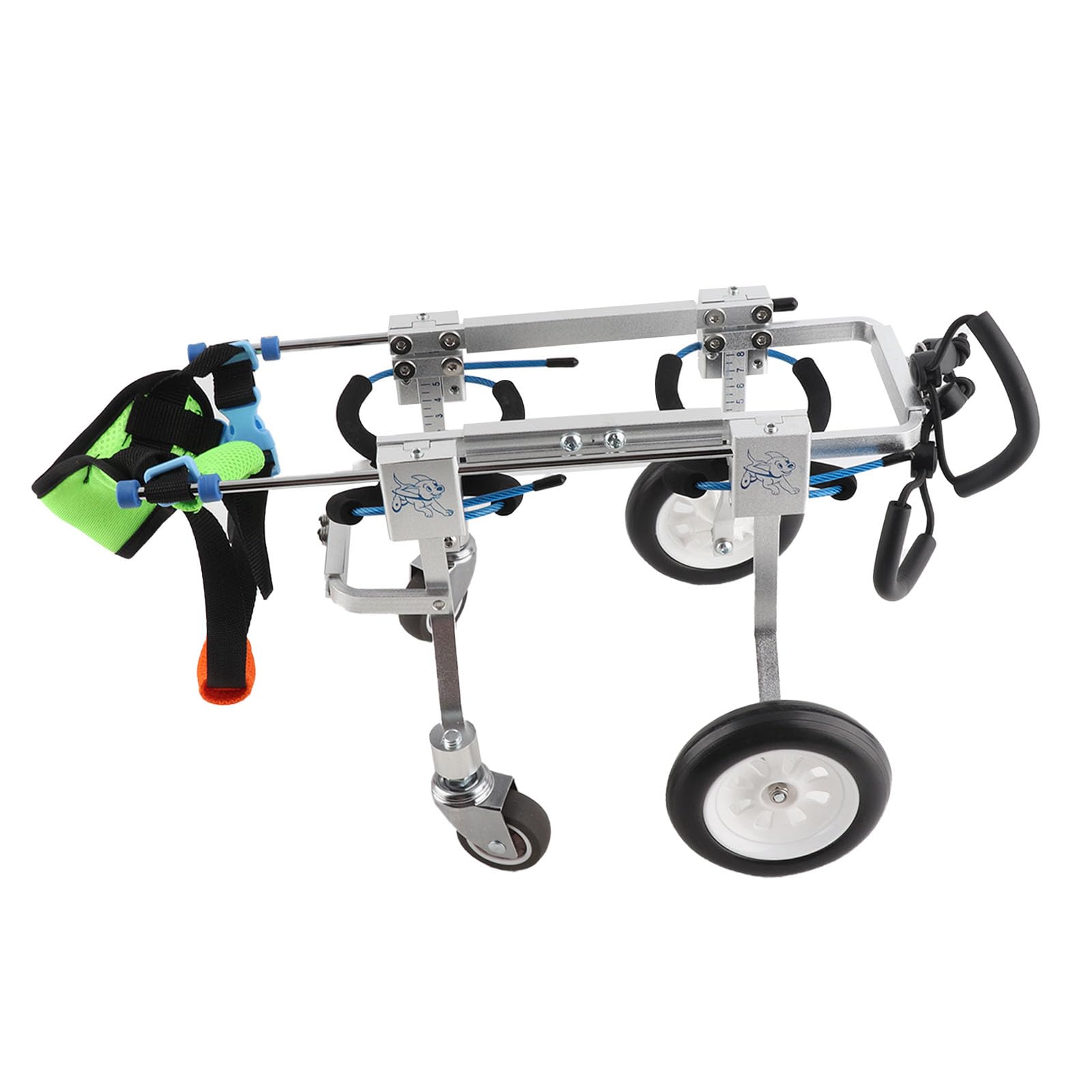 Cryfokt Silla de Ruedas Ajustable para Perros para Mascotas Paralizadas Asistente de Paseo de Aluminio Ligero para Rehabilitación 4 Ruedas