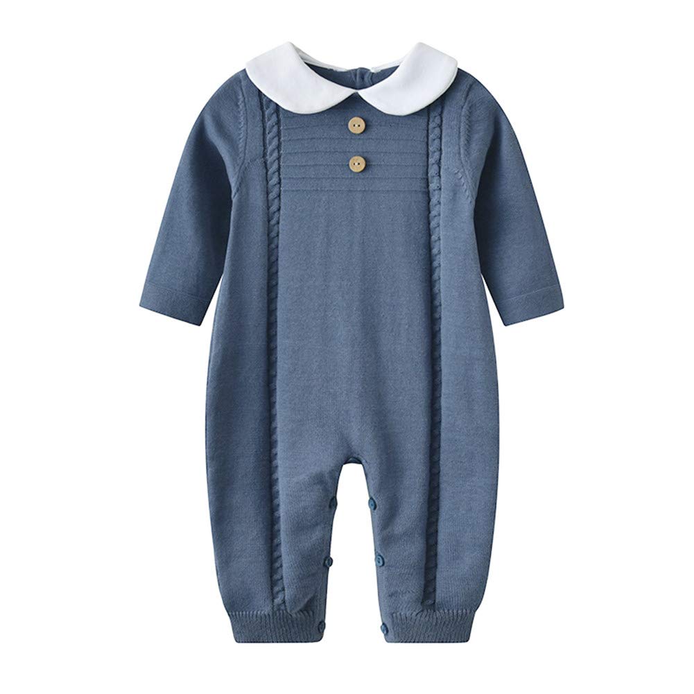 Auro MesaBaby Infant Boy Girl Peter Pan Collar Knit Sweater Romper Outfit Clothes One-Piece Coverall Baby Clothing Jumpsuit