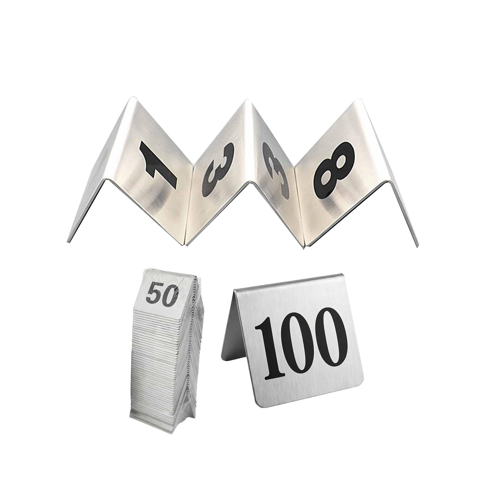 Tarjetas de números de mesa de restaurante de acero inoxidable