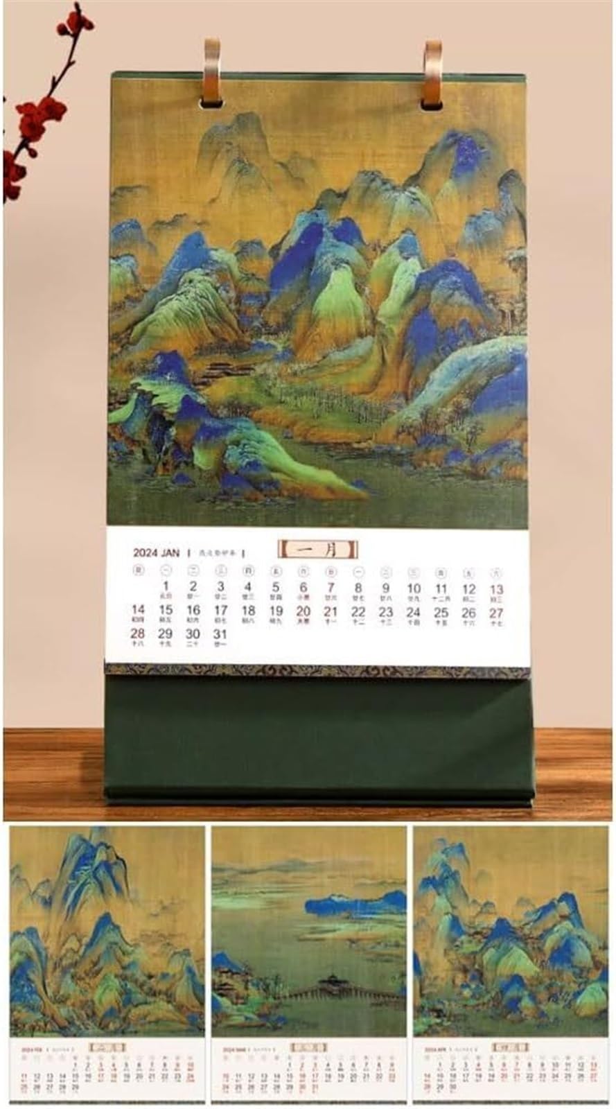 Familienplaner Kalender 2024 Wandkalender Im Chinesischen Stil 2024, Tischkalender, Schreibtisch-Ornamente, Büro, Personalisierbar Kalender 2024 (Color : 1pcs)