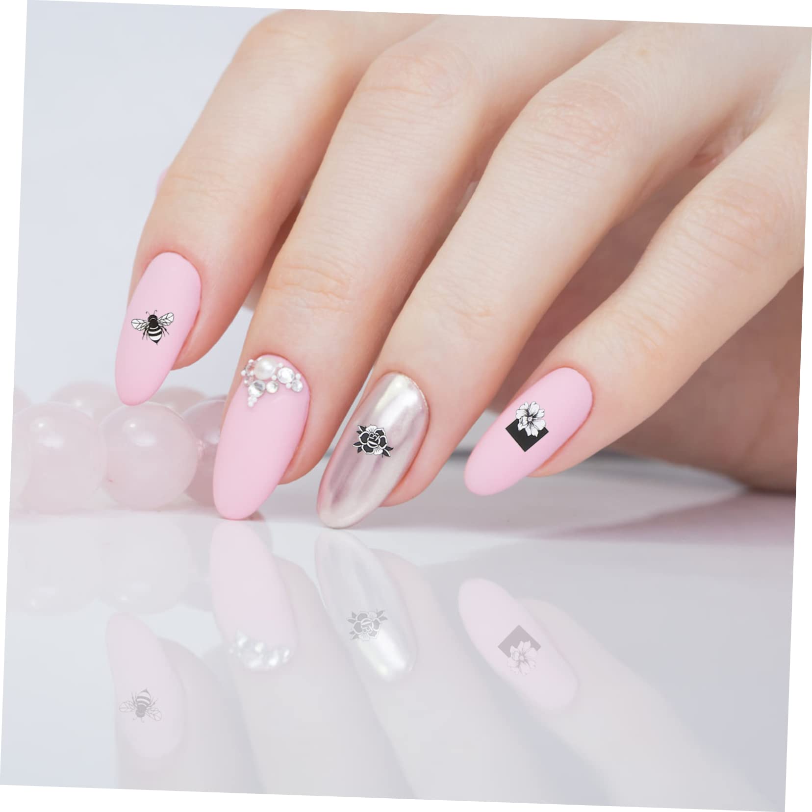 Healvian 50hojas Pegatinas De Uñas Decorativas De Flores De Autoadhesivas Diseño Delicado Para Manicura Para Mujeres y Niñas Fácil Aplicación Efecto Elegante y Atractivo