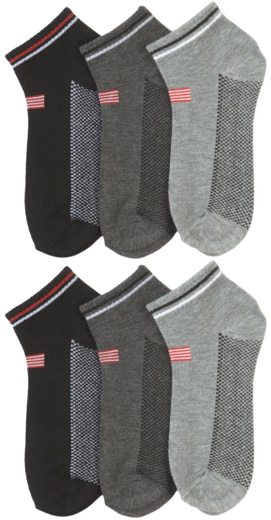 ToBeInStyle Pack of 6 Printed &amp; Solid Low Cut Ankle Socks - Kid’s &amp; Adults