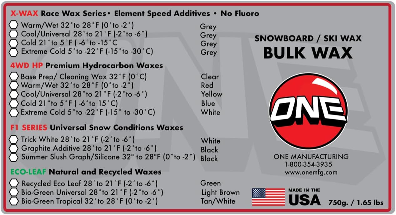 One Mfg 4WD Snowboard & Ski Wax, 750g Oneball Snowax Bar, Tropical Scent, No Fluoro