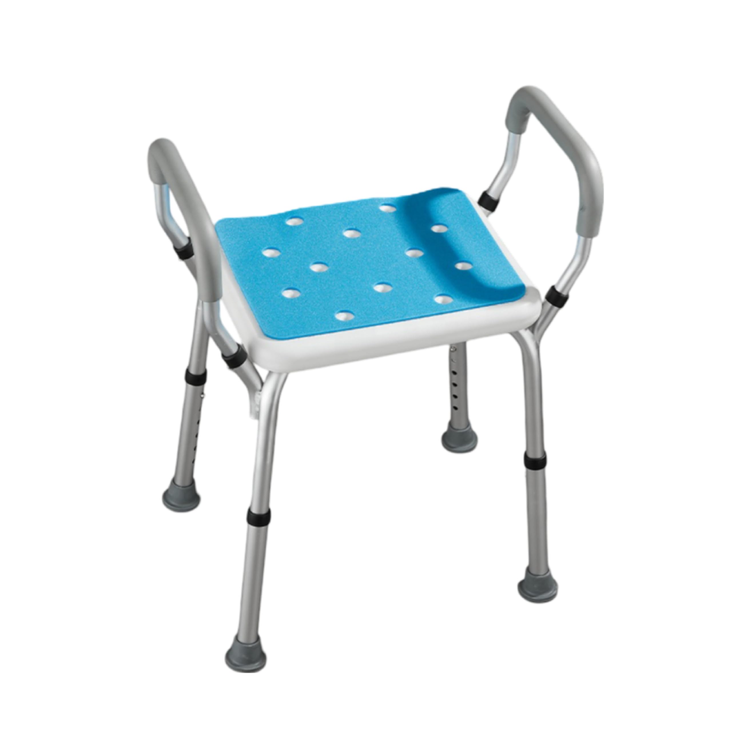 VED Sedia da doccia, sgabello da doccia regolabile in 6 posizioni con corrimano staccabili, sedia antiscivolo per anziani disabili bagno sedia panca sedile (bianco, 47x54x73-83 cm)