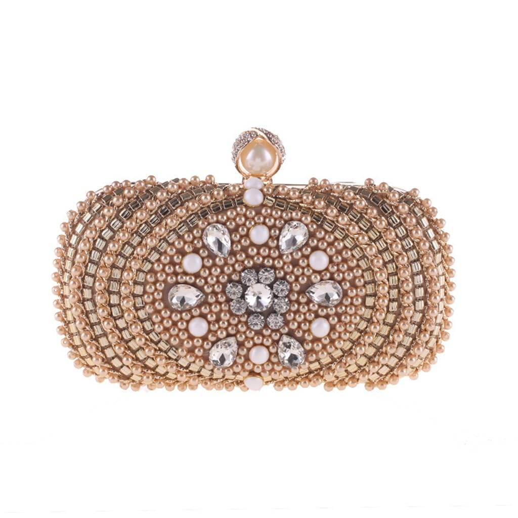 Pochette de soirée en perles haut de gamme au design carré et finitions luxe