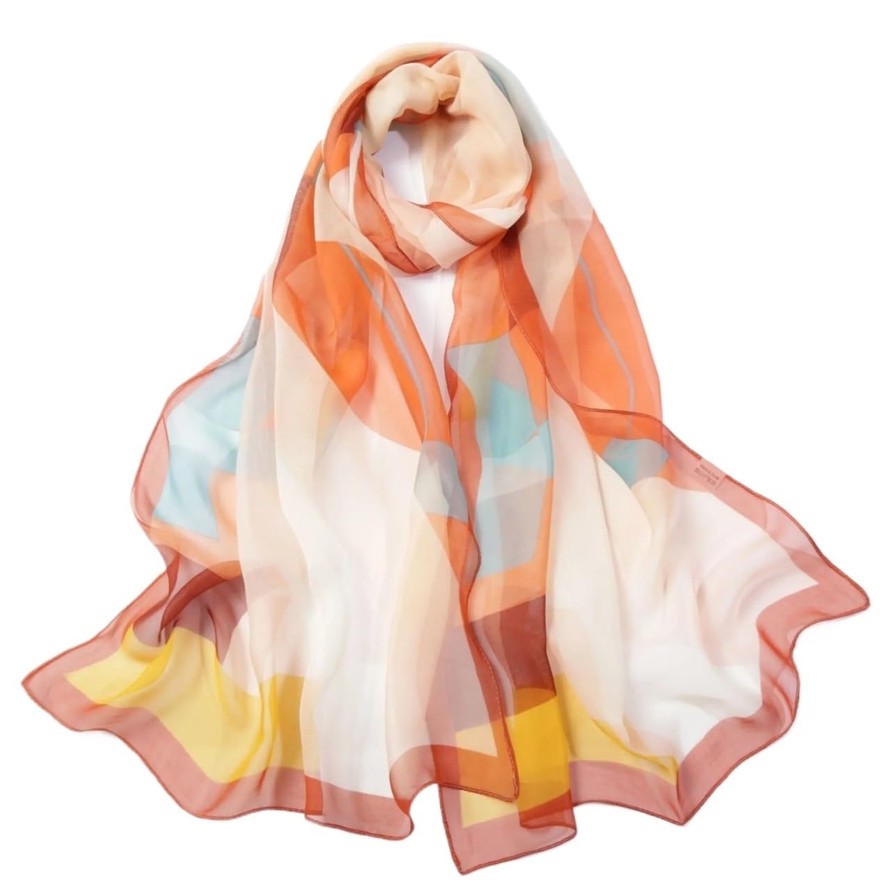 Sciarpa di Primavera 2 Pezzi Sciarpa Primaverile Stampa Sciarpa di Garza Scialle Sottile e Traspirante Stile Elegante Protezione Solare Sciarpe Leggere for Le Donne(Color 3)