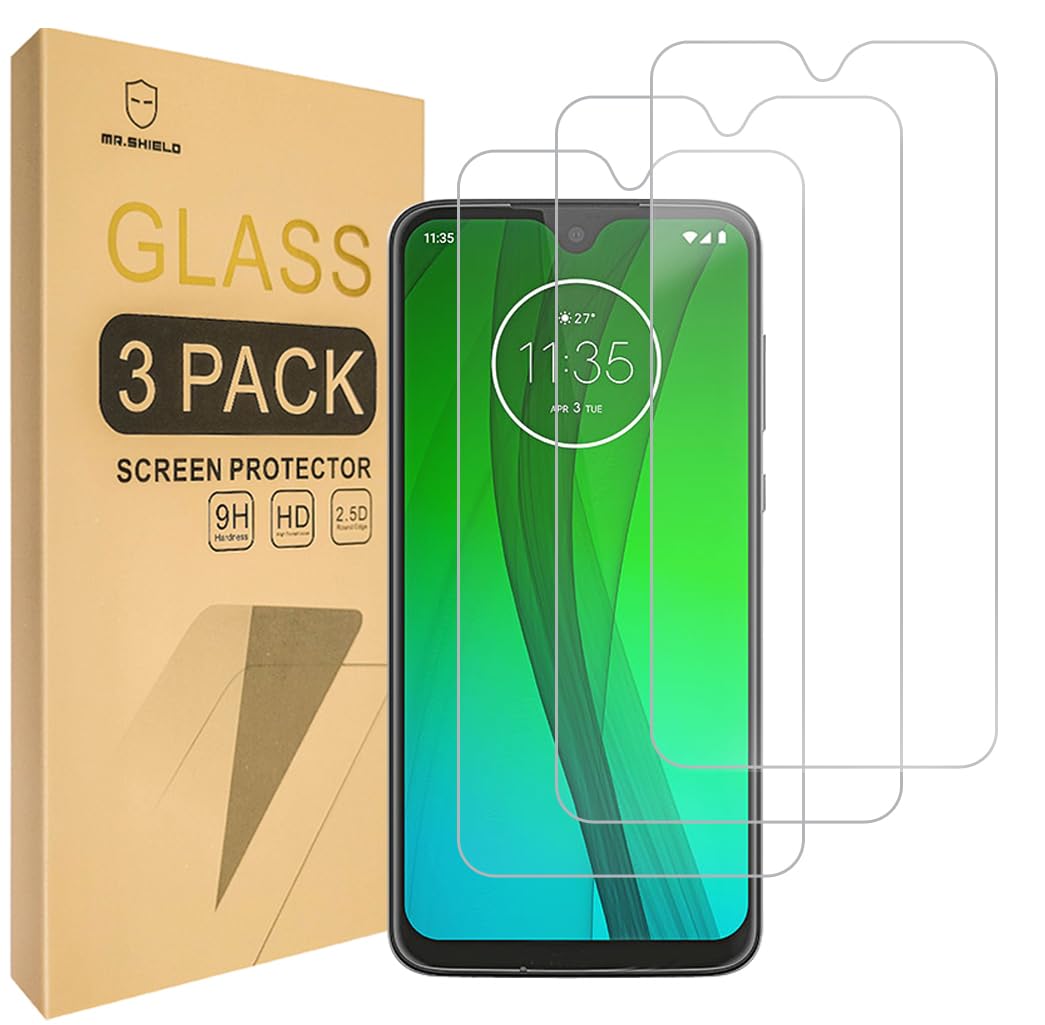 Mr.Shield [3-PACK] Designed For Motorola (Moto G7 Plus) [Tempered Glass] Screen Protector with Lifetime Replacement