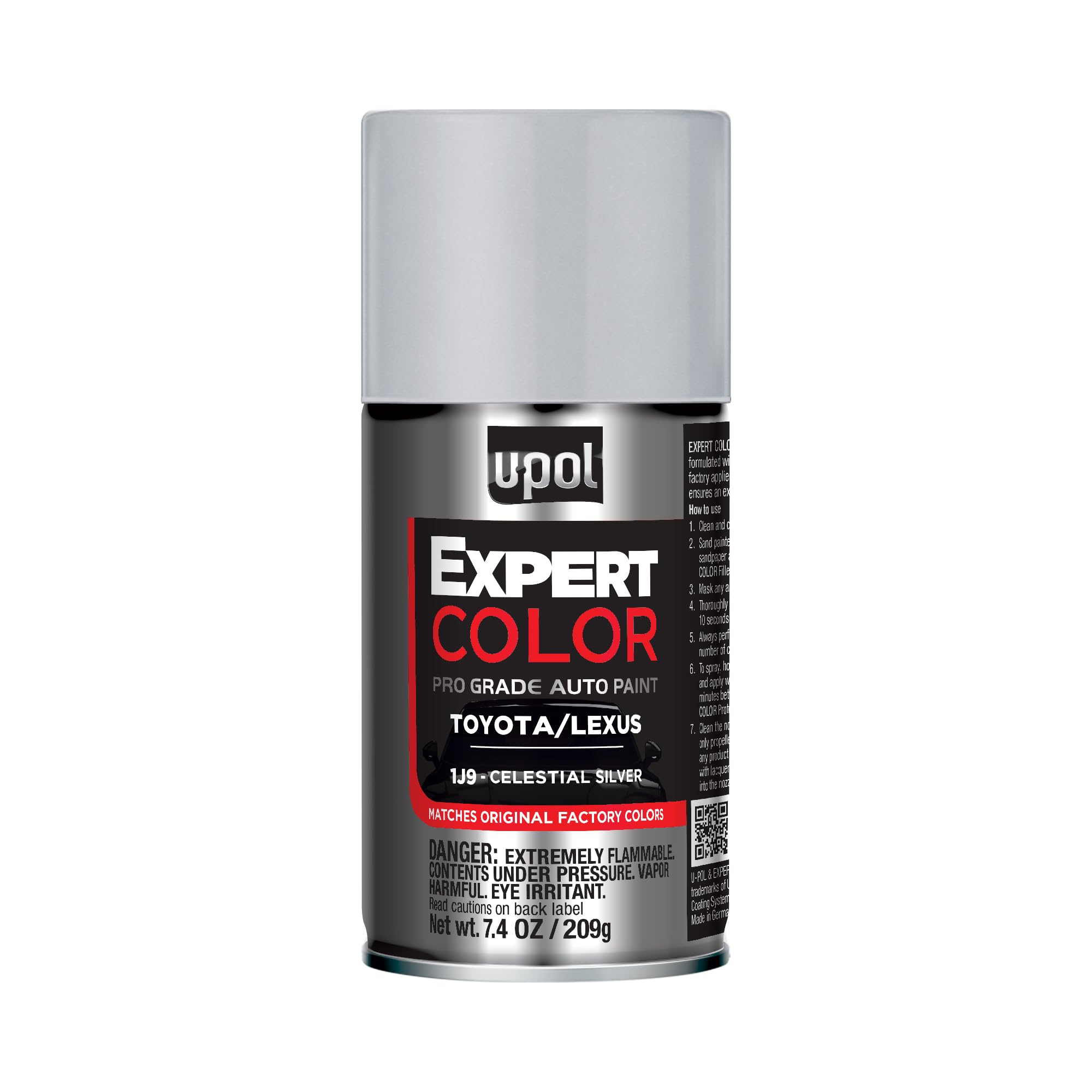 U-POL Expert Color, For Toyota/Lexus 1J9, Automotive Spray Paint, Professional Grade, Long-Lasting, Easy-To-Use, Celestial Silver