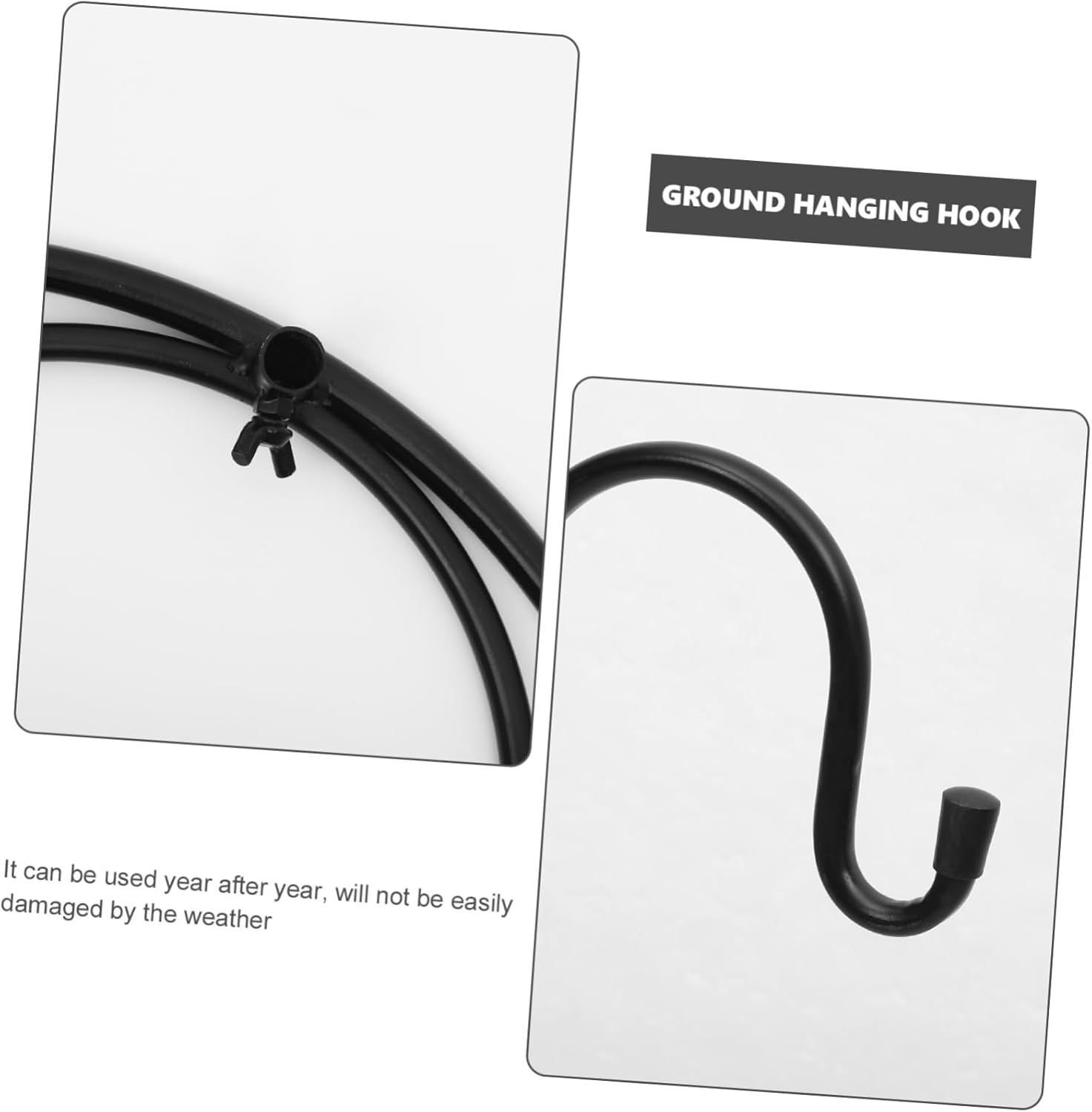 Iron Rust Shepherd Hook Outdoor Garden Decor Multi-Purpose Plant Hanger Fence Inserted Hook