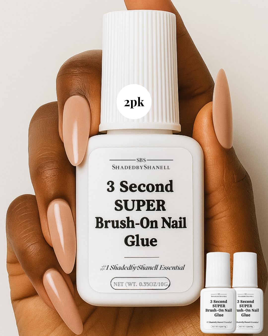 30g 2 Pack: SBS 3 Second Super Brush-On Nail Glue | Strong Adhesive for Press-Ons, Acrylics, Tips & Nail Art | Fast Drying, Long-Lasting, Mess-Free, Beginner Friendly |