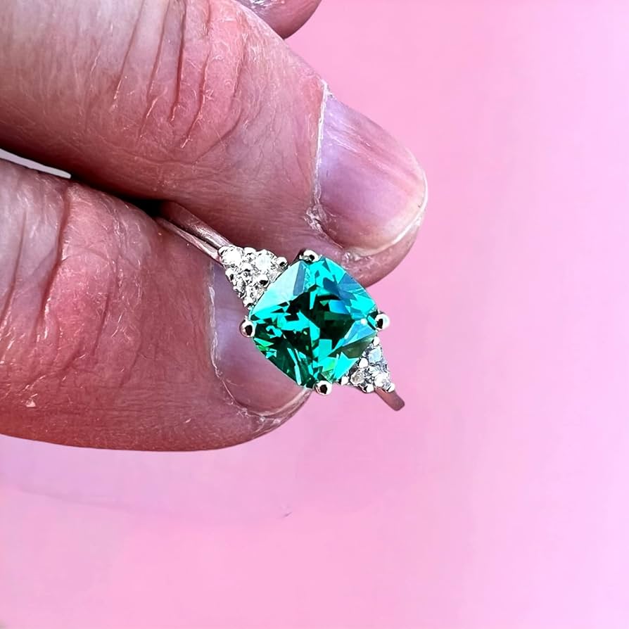 Amazon.com: Lab Made Paraiba Tourmaline Ring Sterling Silver
