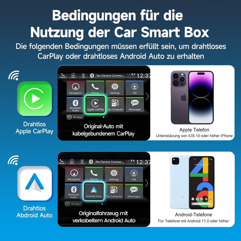 Carlinkit 5.0 2air CarPlay Wireless und Android Auto Wireless Adapter,für Autos mit CarPlay und Android Auto-Funktion(Herstellungsjahr:2017 bis 2025) Unterstützt Sprachassistent,Navigation,Musik