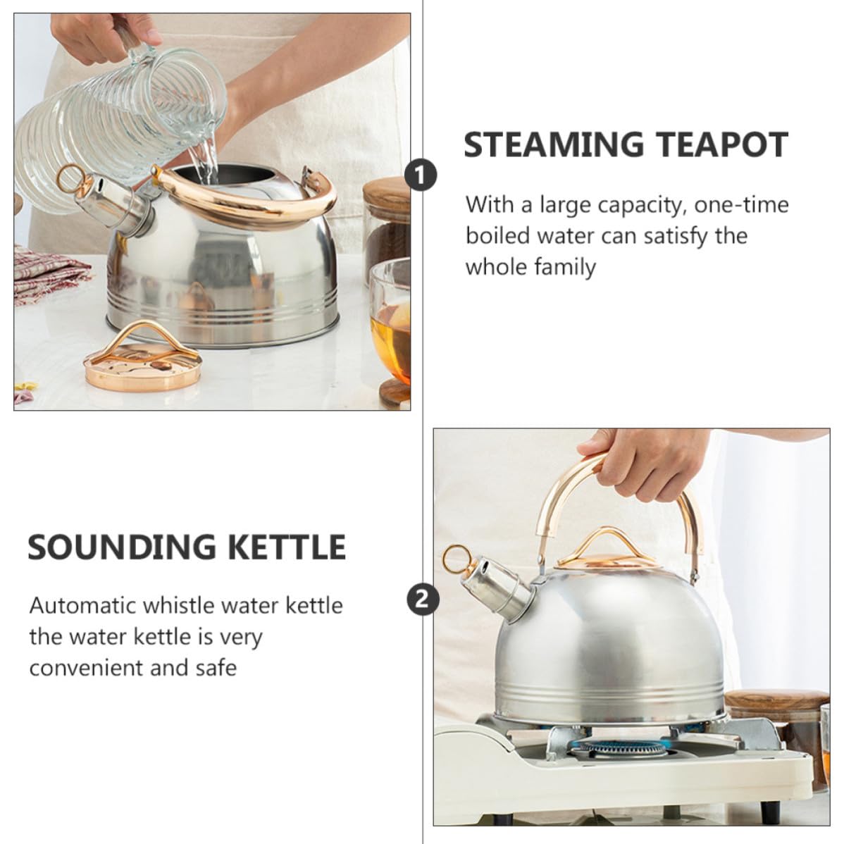 BESTOYARD Tetera Silbante para Hervir Agua Capacidad Grande de Acero Inoxidable y Diseño Seguro y Utensilio de Cocina Duradero en Cocina Práctica