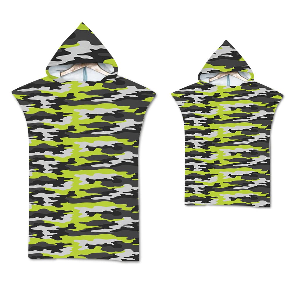 Highdi Hooded Towel Adult, Beach Towel Microfiber Light Weight Swim Surf Towelling Poncho Soft Quick Dry Beach Changing Robe for Kids Women Men (Camouflage 9,70x90cm)