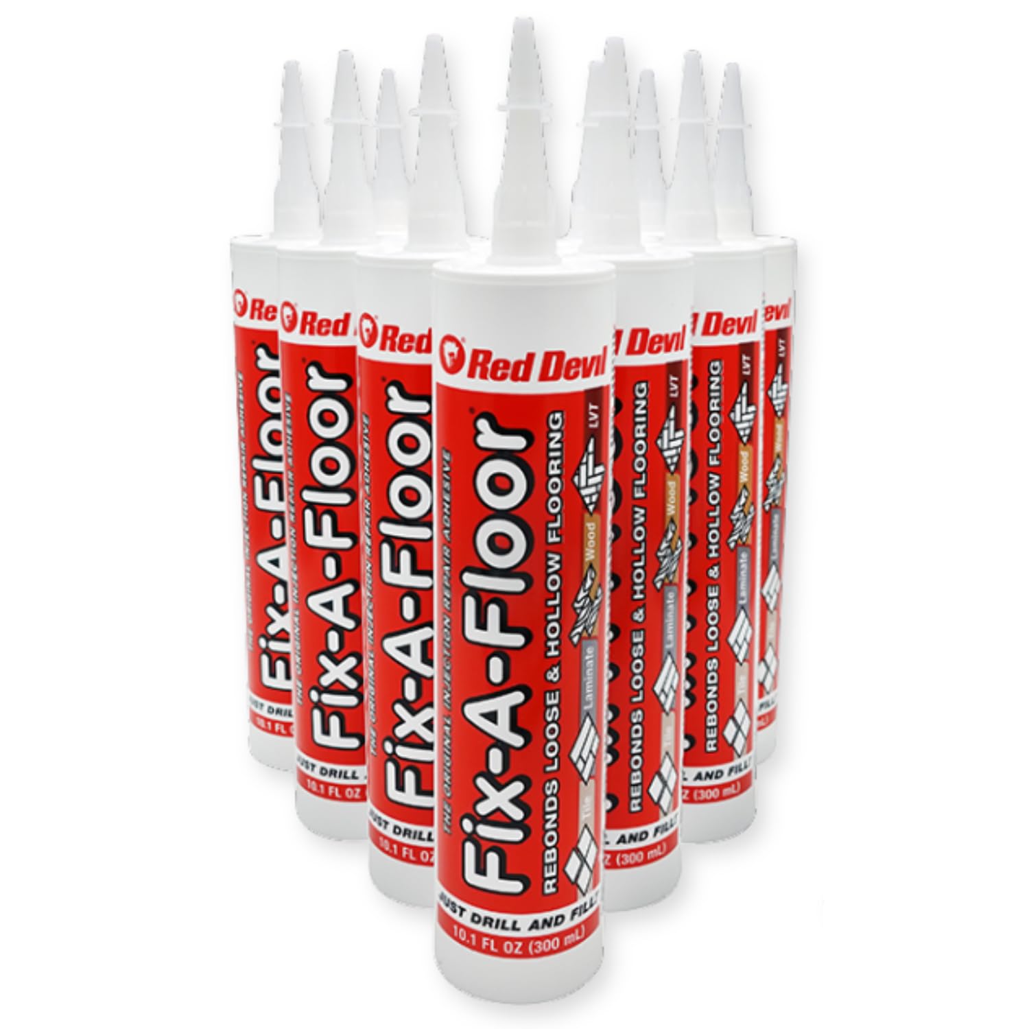 The Original Fix-A-Floor Loose Tile Repair Adhesive- Porcelain, Ceramic, Marble, Stone & Wood. Customizable Tip for All Grout Widths. Pack of 12