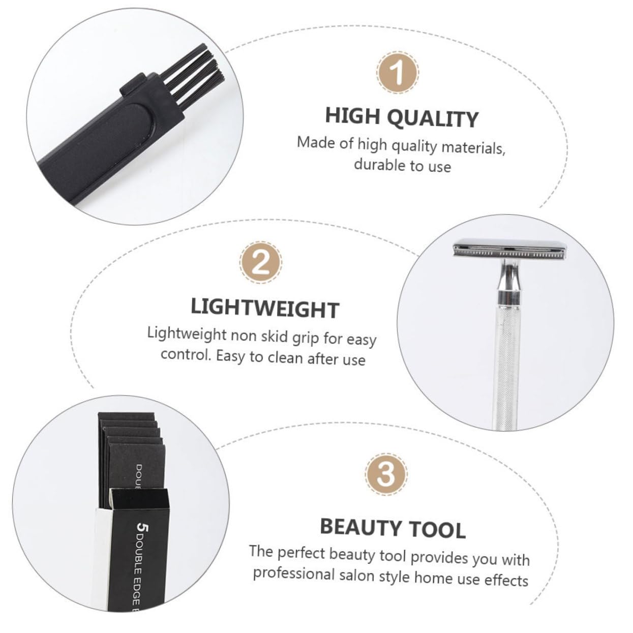 MERRYHAPY Men Grooming Kit Electric Razor Beard Brush Old Style Shaver Face Body Hair Razor Cleaning Brush