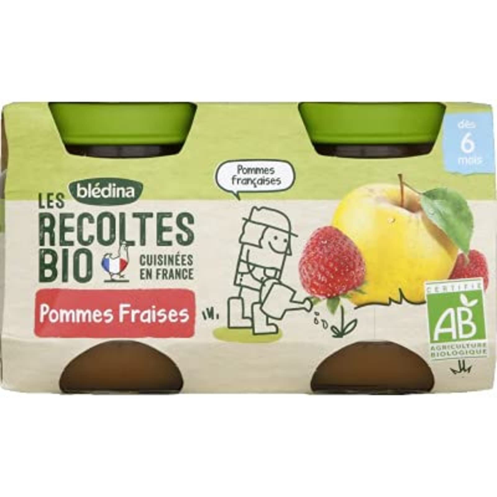 Blédina Récoltes Bio Compote Pommes Fraises +6 Mois 2 x 130g