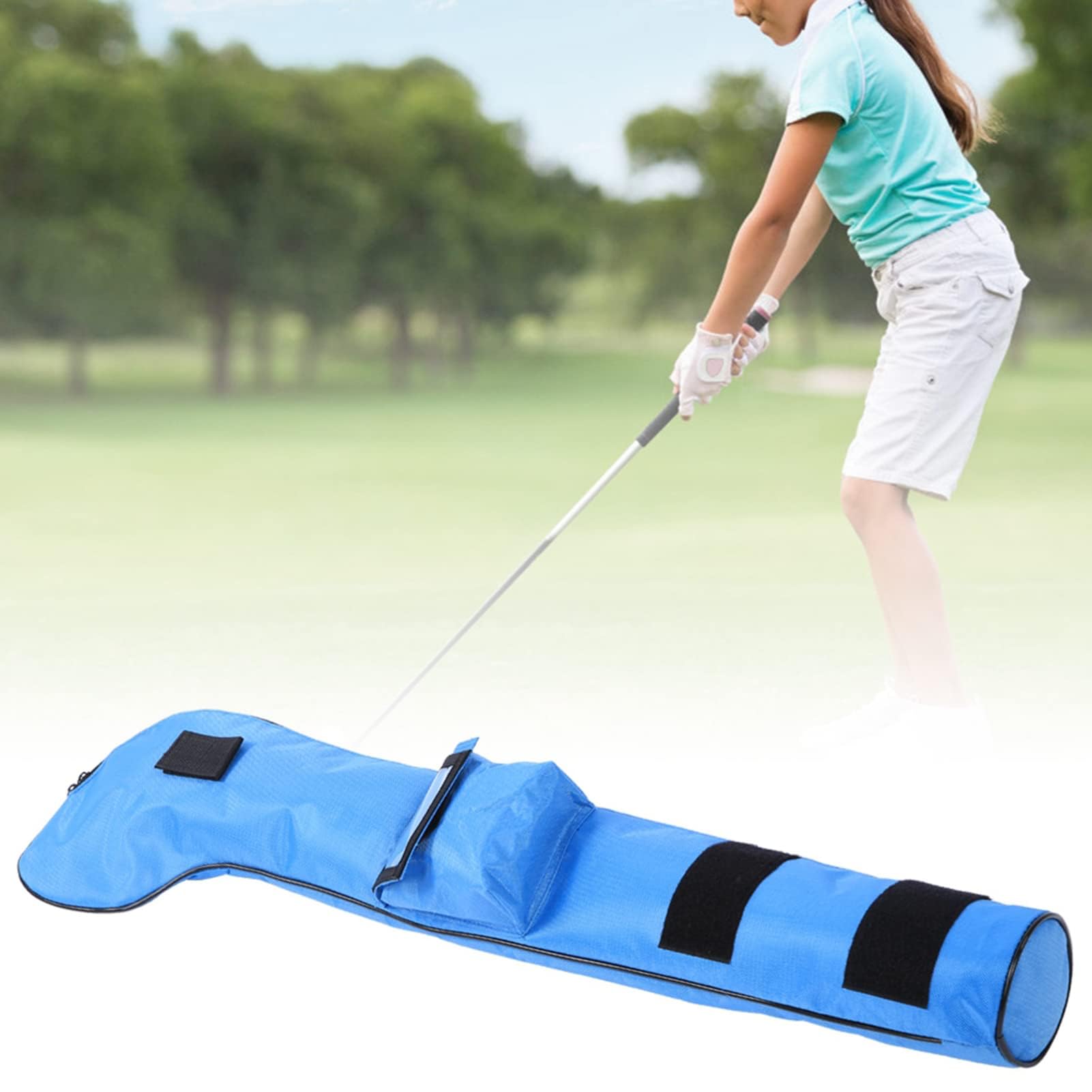 Borsa da golf per bambini, 32,28x3,74 pollici Borsa a tracolla morbida per bambini con tracolla Borsa da allenamento per campo pratica portatile e pieghevole per allenamento all'aperto e competizione