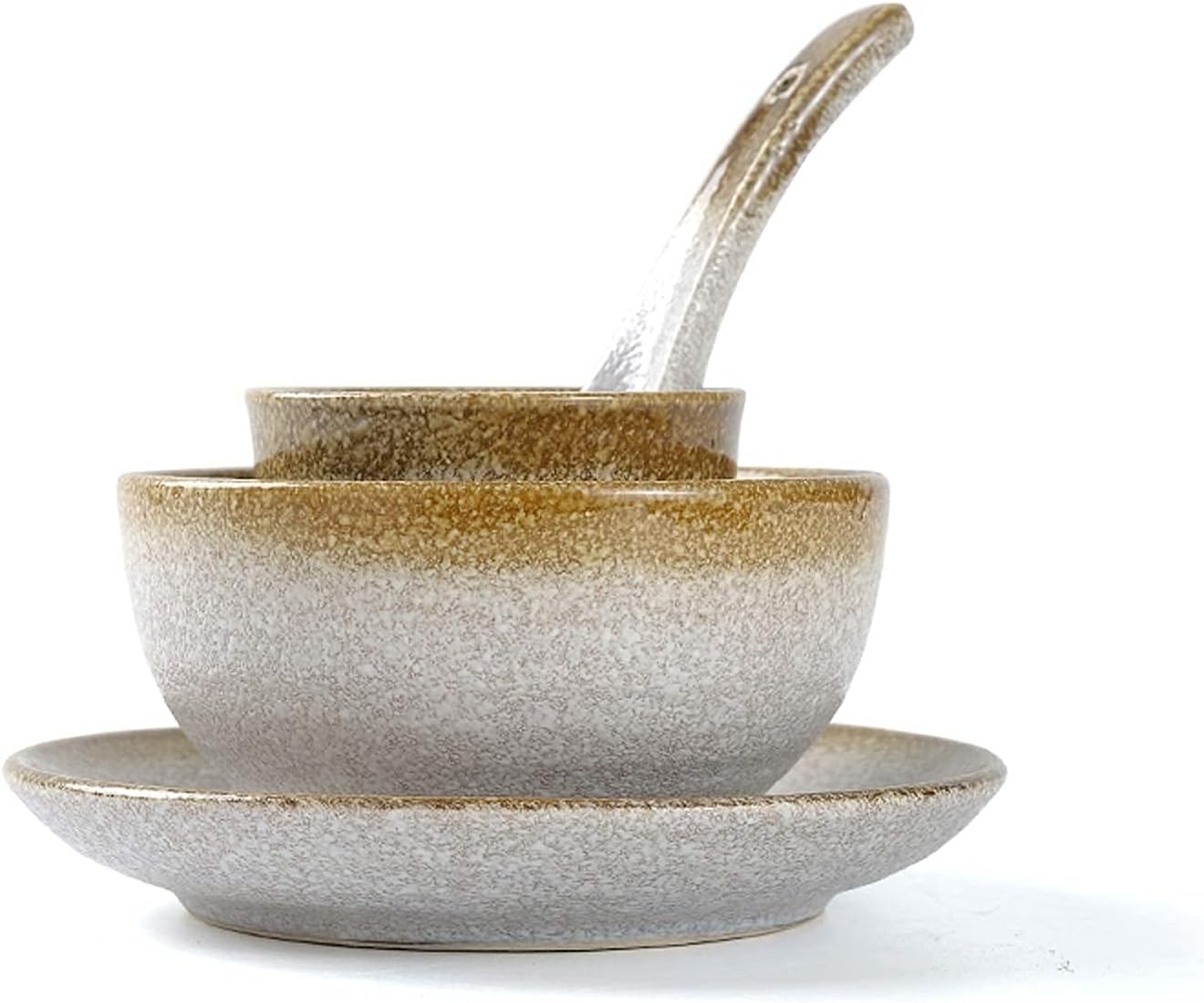 食器セット 一人用 日本製 レトロ 手描き ストーンウェア ライスボウル、皿、スプーン、箸、テーブルウェアセット