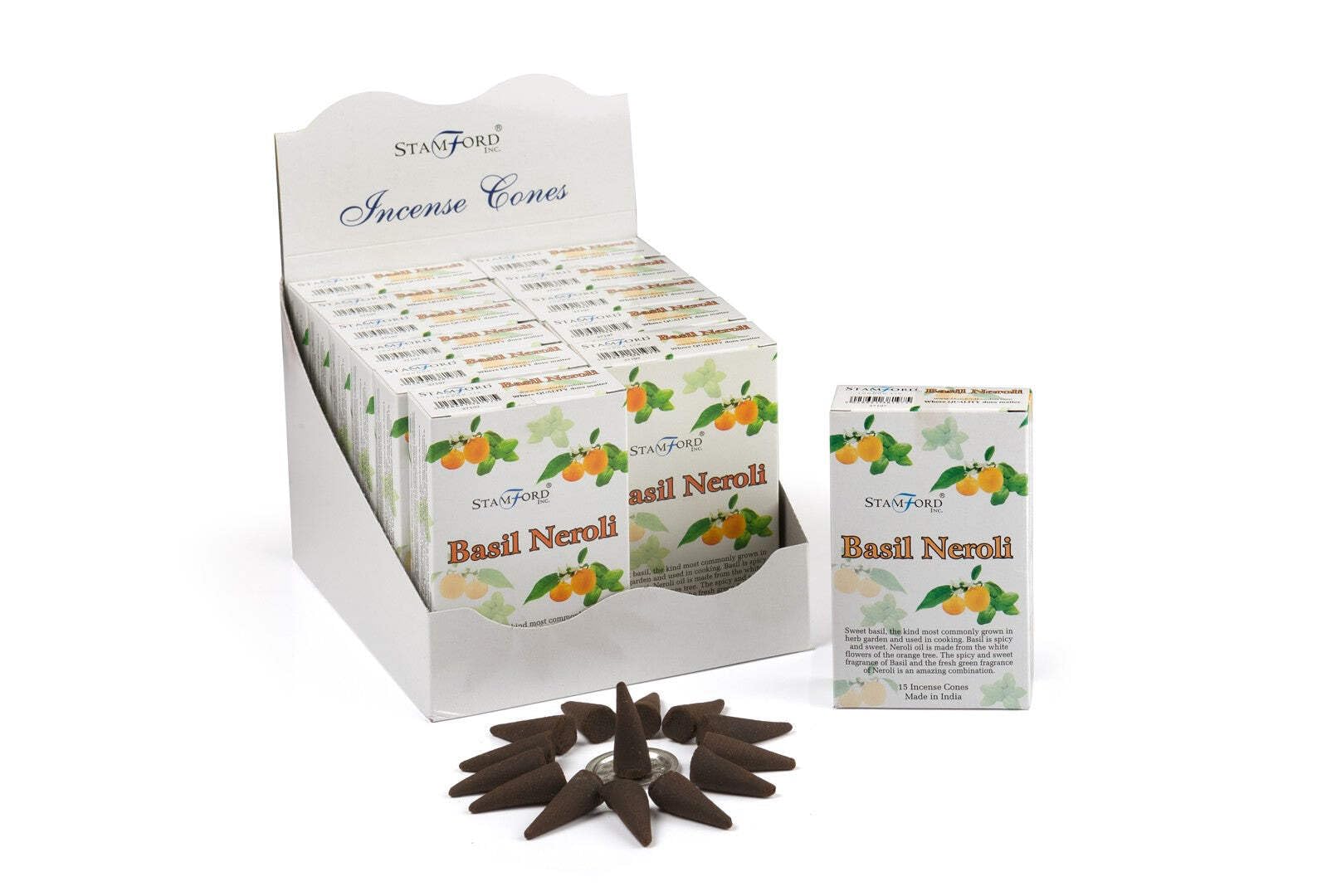 Puckator Stamford Incense Cones - Basil & Neroli Scented - Spiritual Incense Cone - Zen Meditation Gifts - Organic Cone Insence - Insense - Mythical - Incense Burner Cones - Scented Cones - 15Pcs