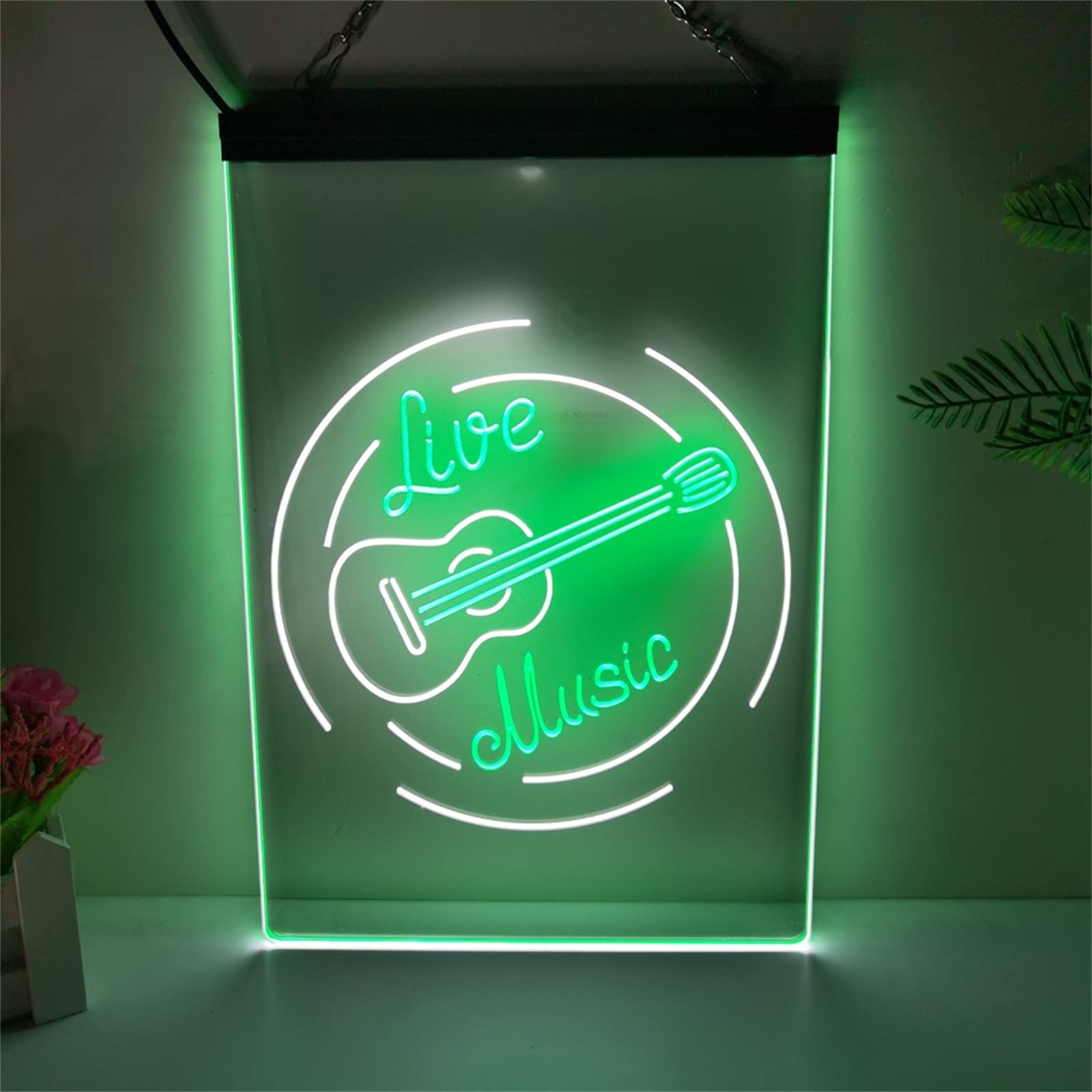 LIVE MUSICLEDネオンサイン ギター インテリア照明 ルームライト
