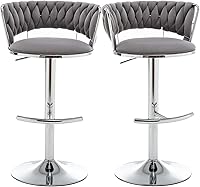 Vista 83 de Gold Velvet Bar Stools Set of 4, Counter Height Barstools with Low Back, Swivel Bar Stool for Kitchen Island, Pub (Grey)