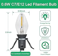 Vista 2 de Juego de 4 cables de accesorios de luz individual con 8 bombillas LED (4 de repuesto), cable accesorio de 6 pies con enchufe de encendido/apagado C7