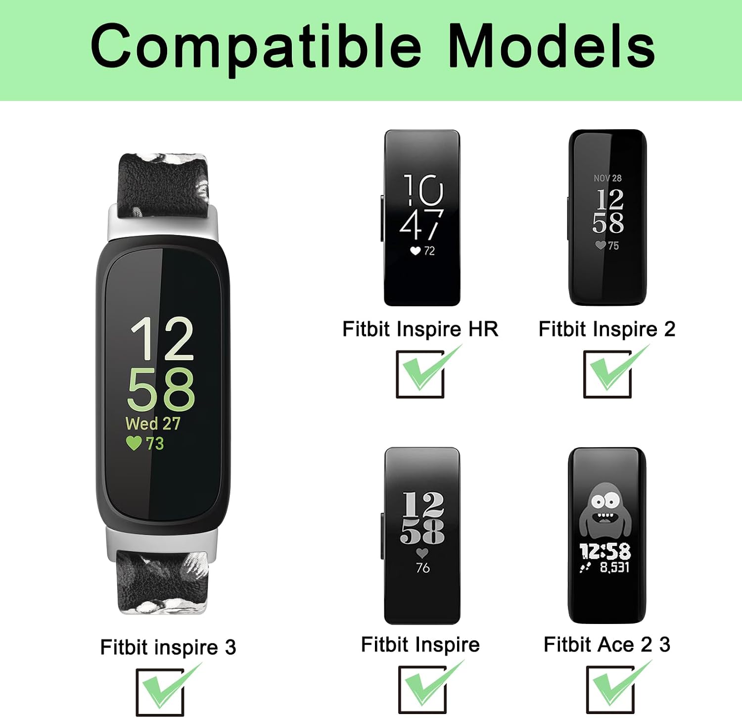 Vancle Leather Band for Fitbit Inspire 3 Bands Women Men, Genuine Leather Soft Strap for Fitbit Inspire 2/Inspire HR/Inspire image 2