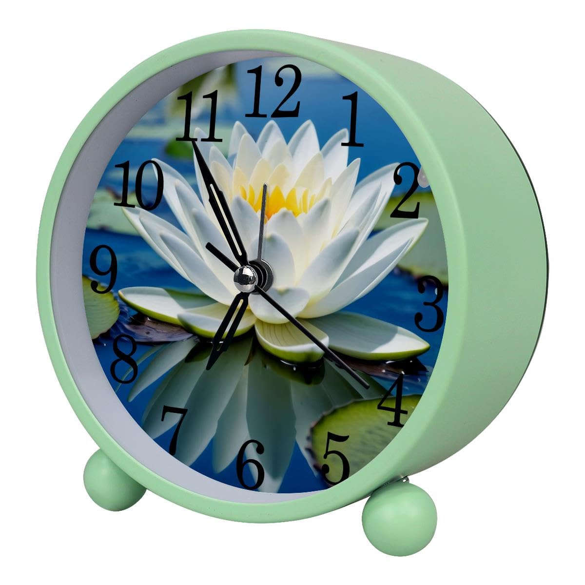 Luoweisi Alarm Clock White Lotus, Silent Non-Ticking with Night Light