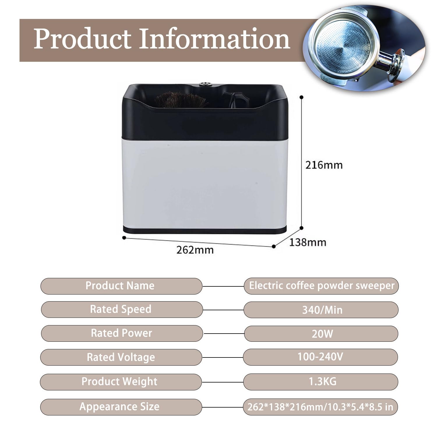 Limpiador de Molinillo de café eléctrico con Cepillo y Cepillo para Polvo para cafeteras Espresso automáticos con 2 raspadores. Limpiador de portafiltros de café Comercial de 58 mm