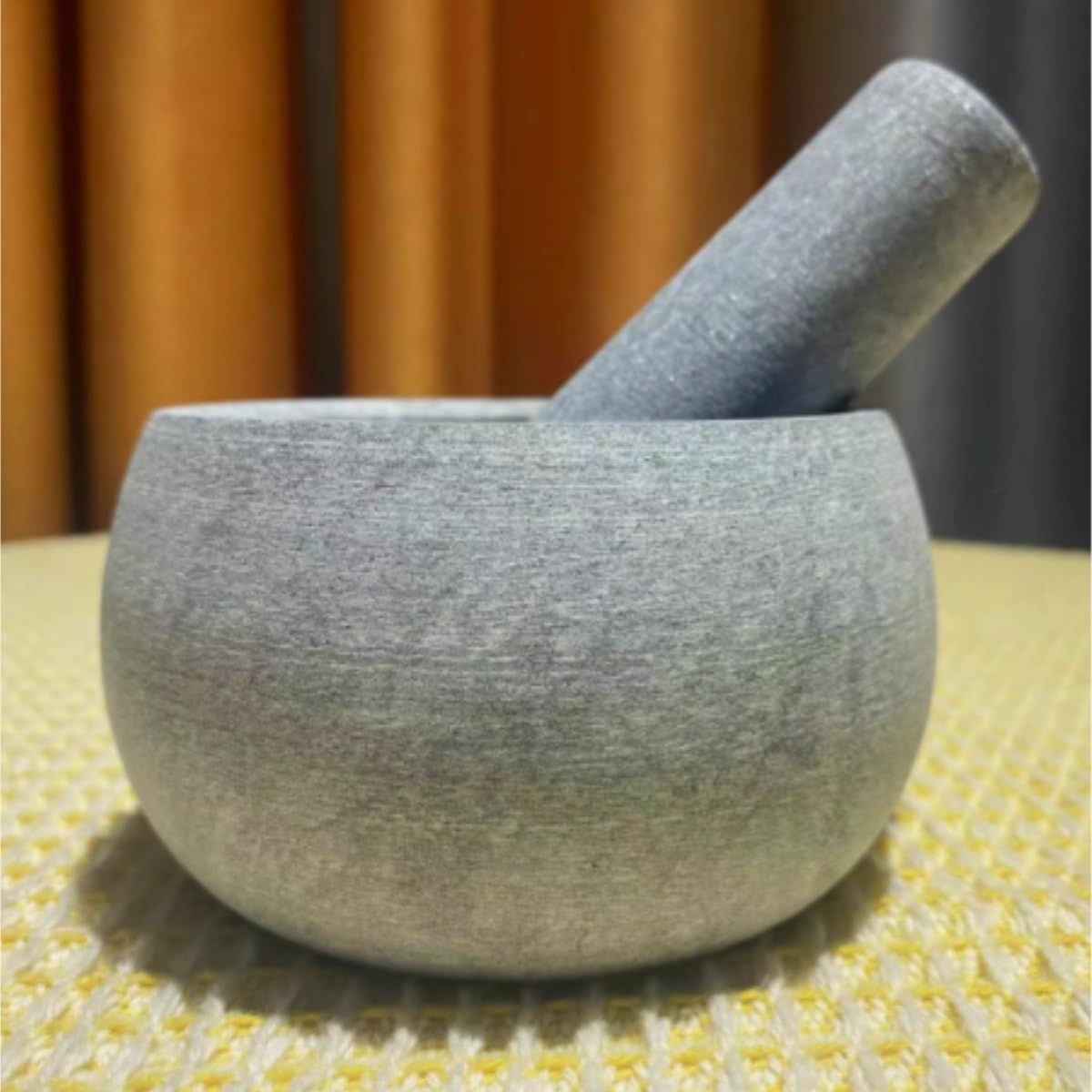 Keramik Knoblauch Ingwer Pestle Set, Steinmörser und Stößel, Knoblauch-Ingwer-Gewürzmühle, Grau, 15 x 8,5 cm