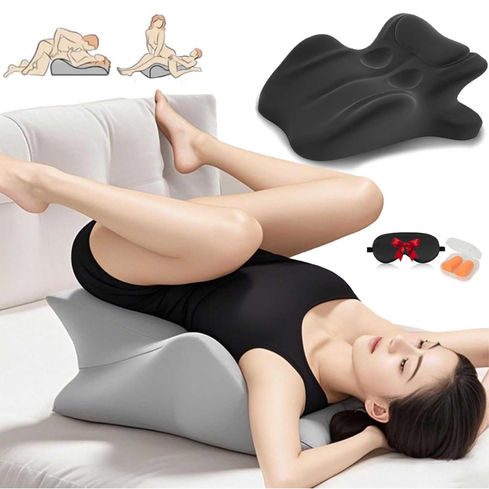 Izbdcy Black Sweet Spot Pillow, Couples Pillow - 27° Angle Perfect Position, Memory Foam Wedge Cushion For Intimacy Support & Back, Ideal For All Postures, Keep The Passion Going All Night (Black)