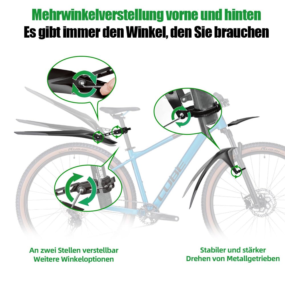 RBRL Garde-boue universel pour VTT 24-29"" Mudguard - Démontage rapide - Garde-boue réglable en angle, RD-1000