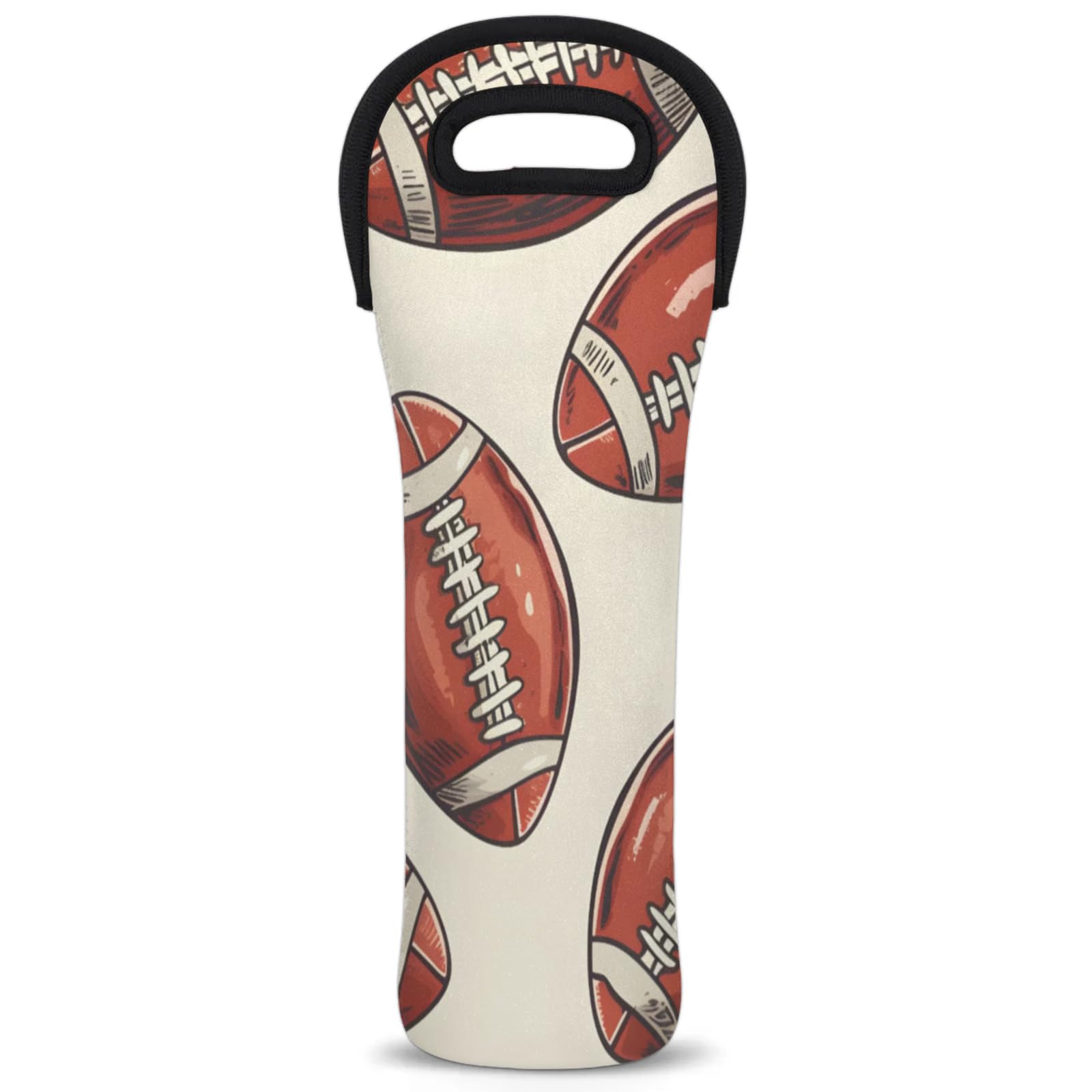 Neoprene Wine Tote Carrier Bag for Wine,Water, Champagne, Beer, Baby Bottles 15.6 x 5.1 Inches, Protective Wine Bag,American Football Rugby