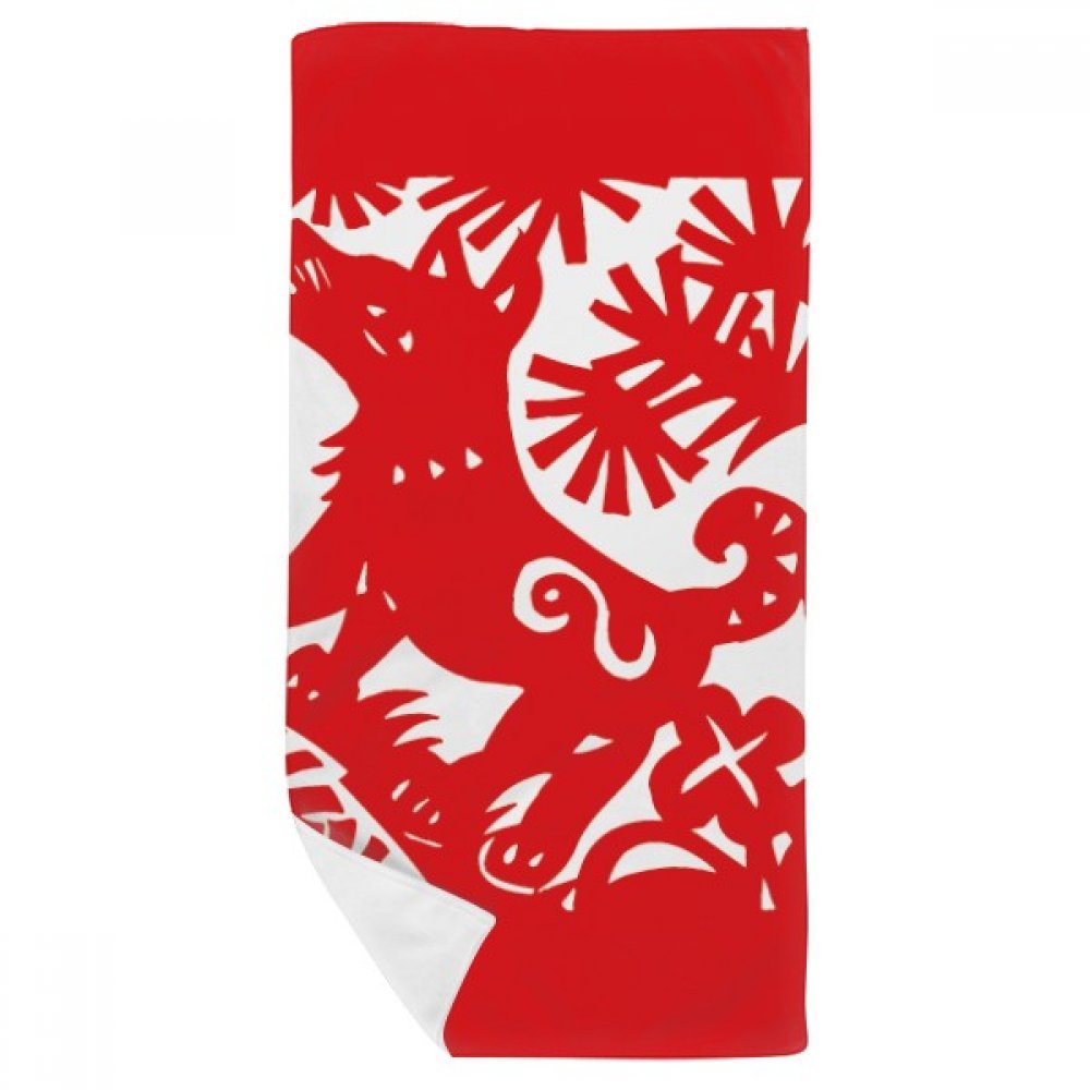 Serviette de bain doux gant de toilette imprimé chien zodiaque 35x70cm