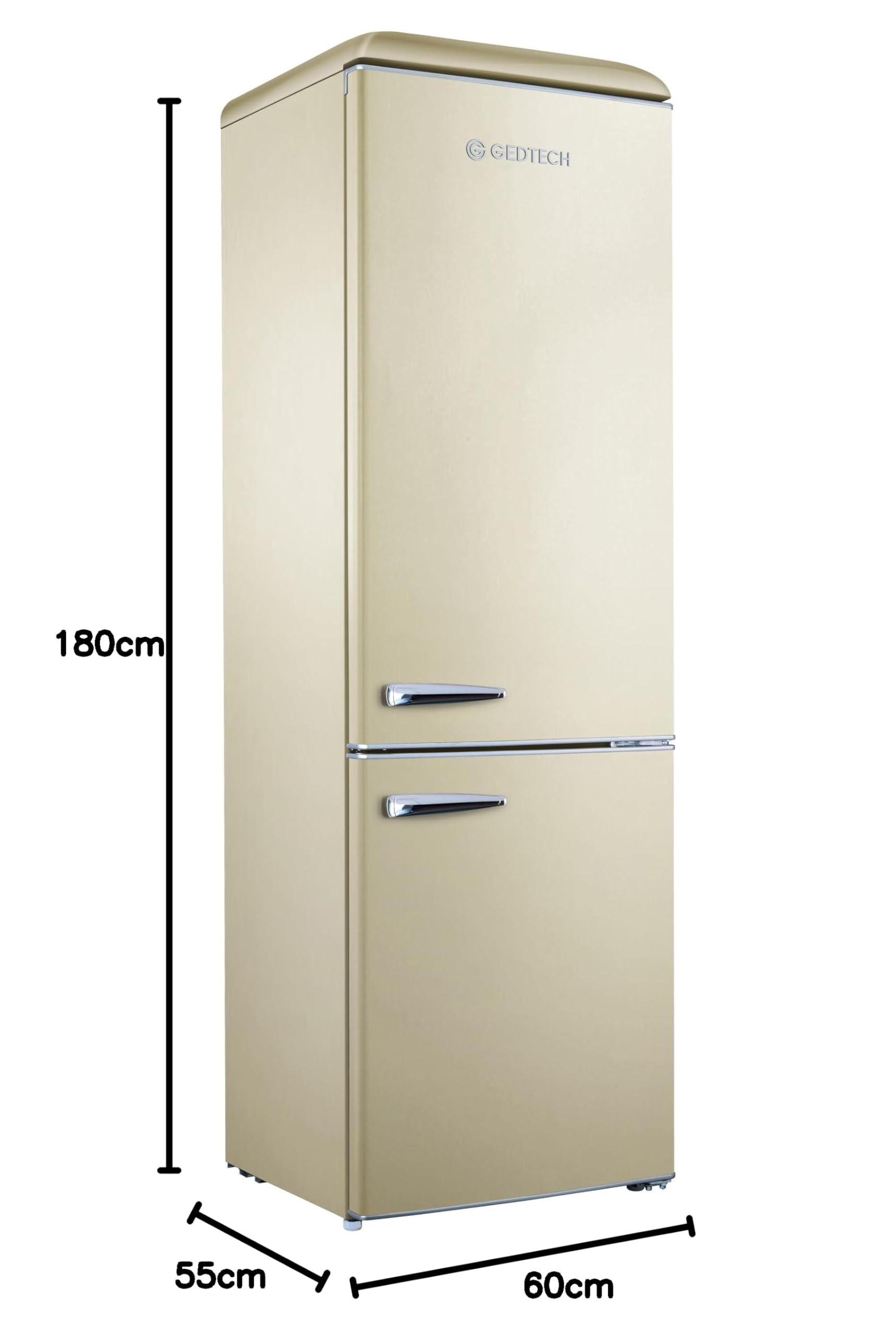 GEDTECH Refrigerateur combiné vintage GCBV310CR - Congélateur bas - Crème - Capacité 310 L - Faible conso