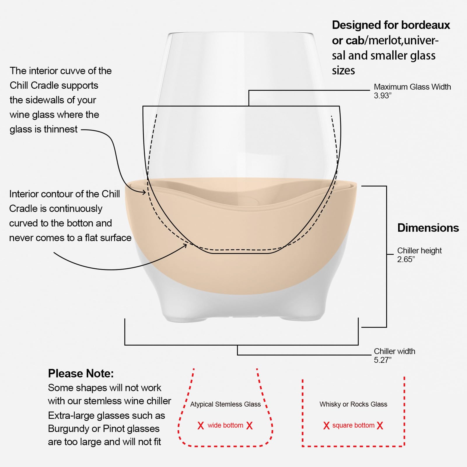 Enfriador de Vino para Vidrio, Enfriador de Copa de Vino sin Tallo Enfriador de Copa de Vino Portátil Compacto con Tallo de Plástico Enfriador de Copa de Vino de Enfriamiento