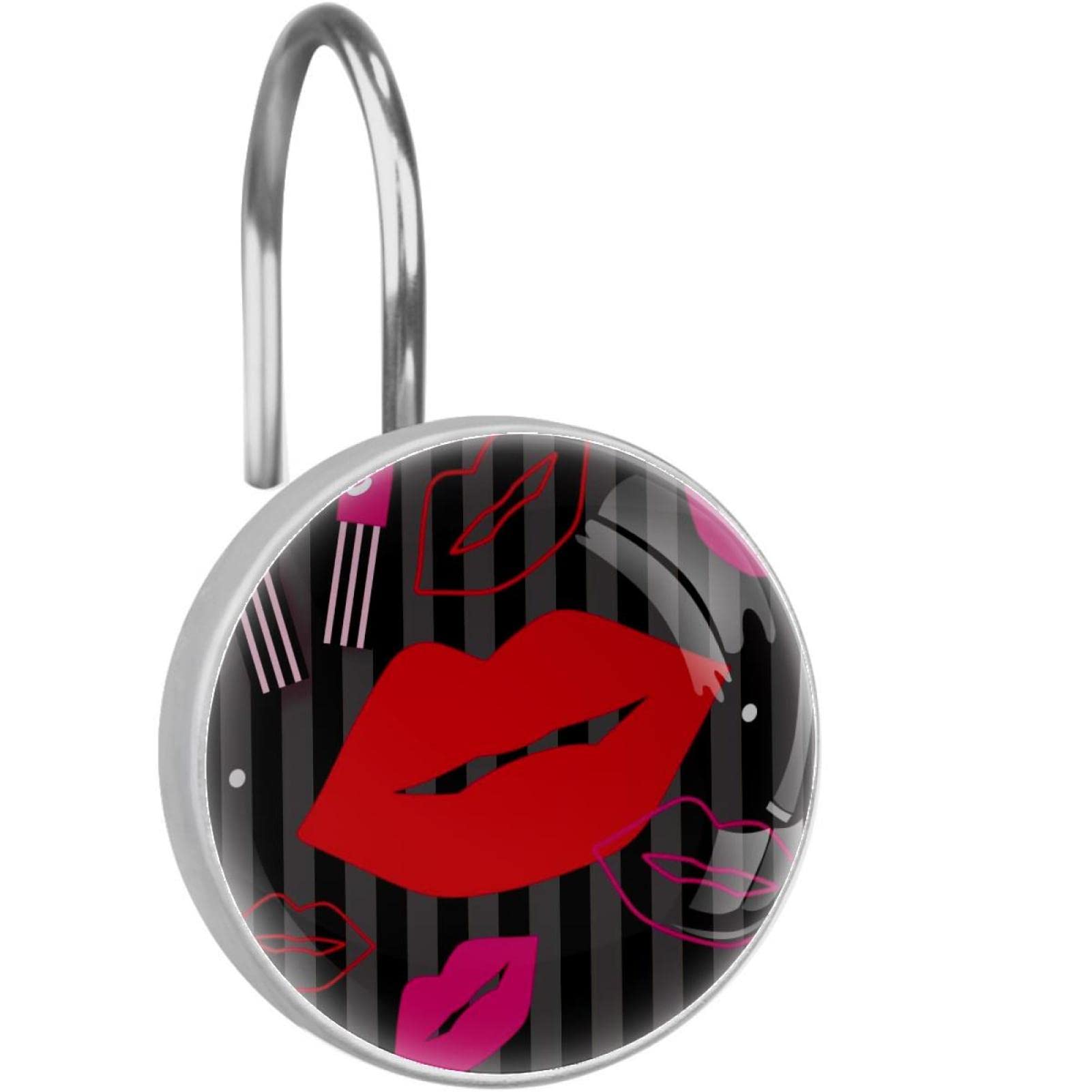 Crochets de rideau de douche en acier inoxydable anticorrosion au design Loving Red Lips