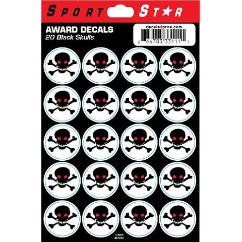 SportStar Football Helmet Award Decals - Black Skull (20 Stickers) Cover