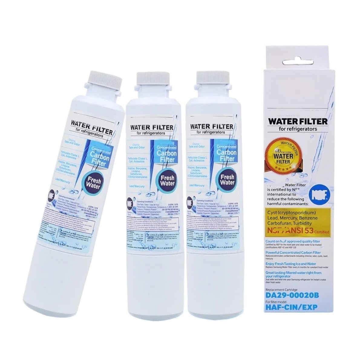 3 Filtros De Agua For Refrigerador, Compatibles Con Samsung HAF-CIN/EXP, DA29-00020B, DA29-00020A
