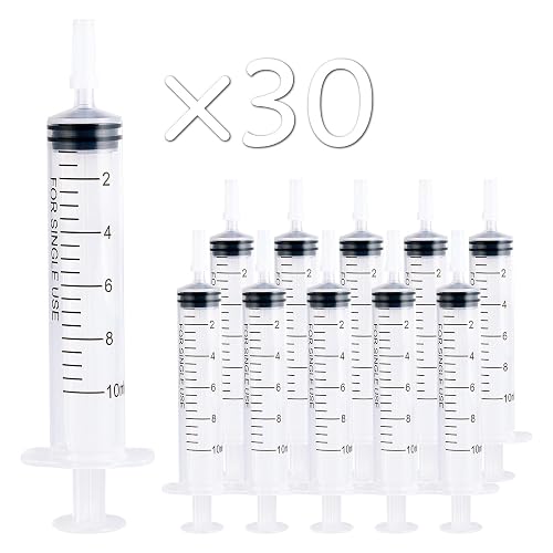 JOLLY PARTY 30 Pack 10ml Plastic Syringes with Tip Cap
