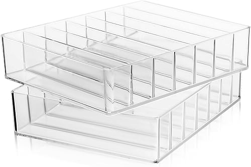 Cabilock Organizador de maquillaje de 2 piezas, organizador de paleta de sombras de ojos, 7 secciones, acrílico, dividido, soporte de paleta de