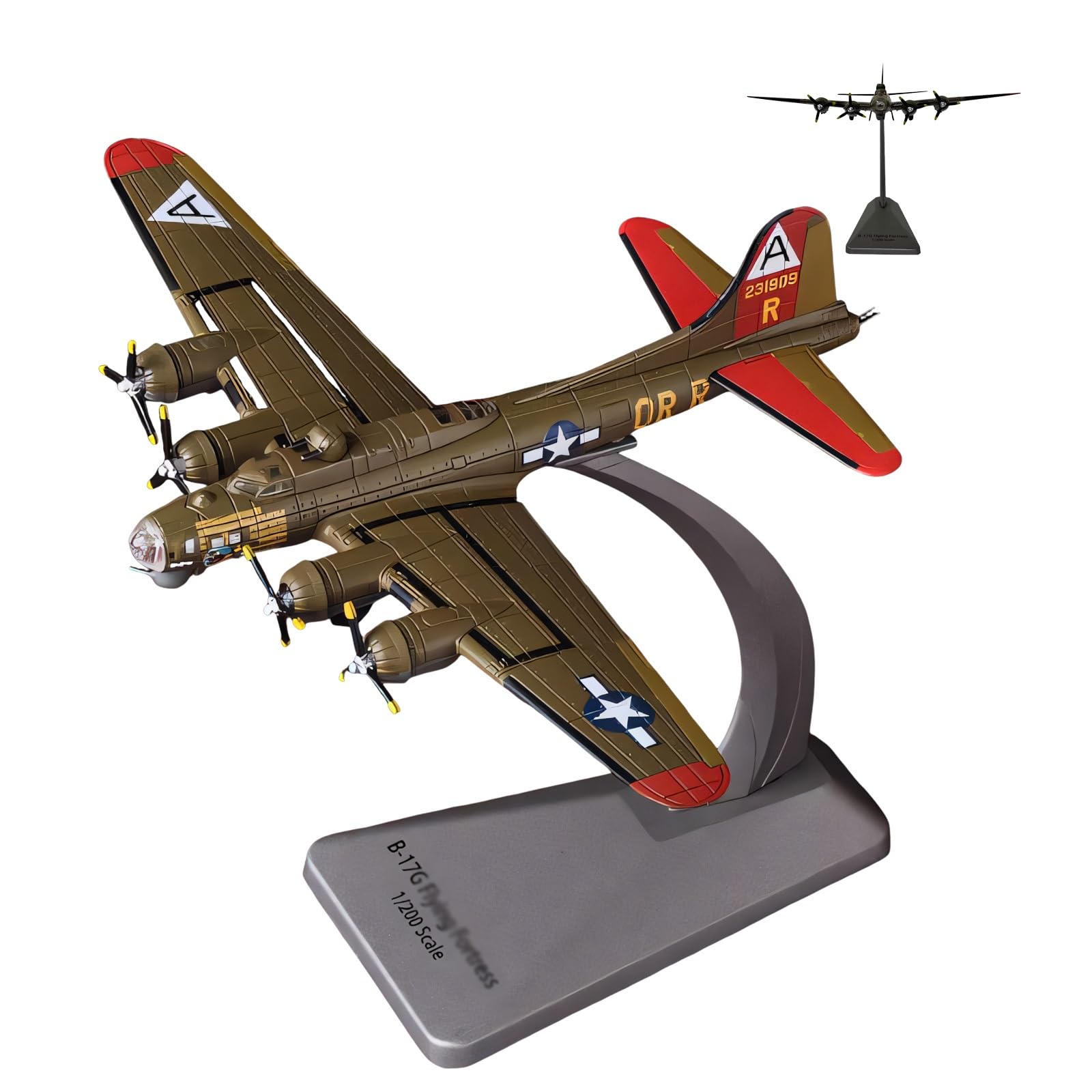Modello aereo bombardamento militare in lega pressofusa B-17G scala 1:200, dettagli alta precisione, lega zinco antiruggine, parti mobili for collezionisti, display, regalo educativo