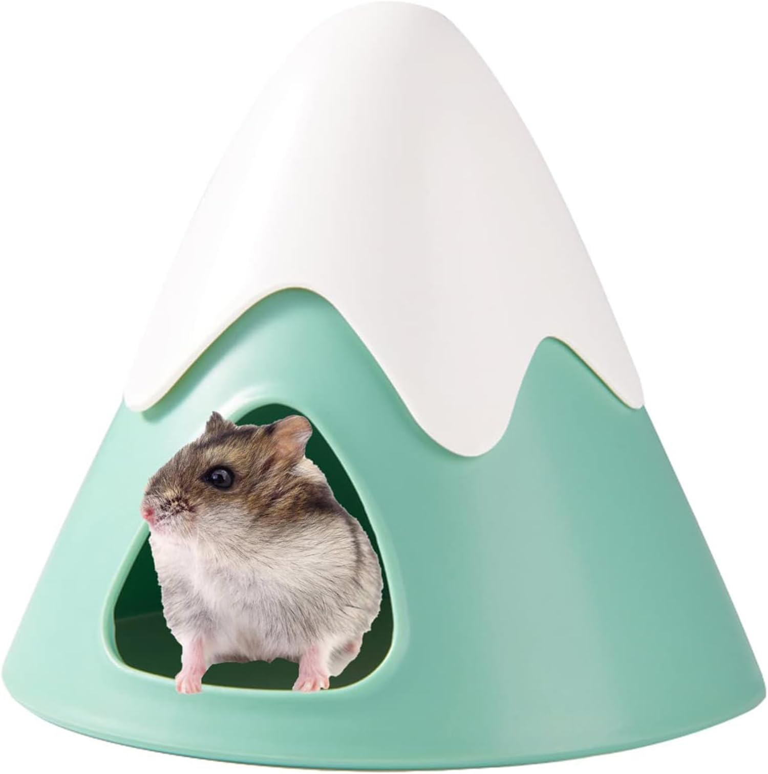 Excefore Hamster Hideout Snowy Mountain Shape, Cute Small Animal Hideaway House Hamster Cage Accessories for Syrian Dwarf Hamster Mice Gerbils (Green)