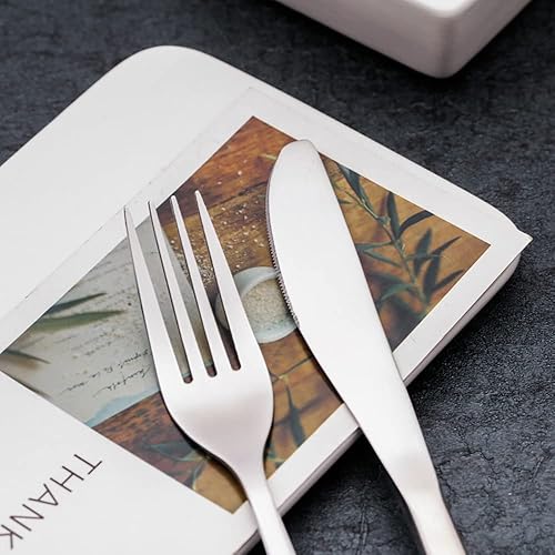 Miniatura 3 de Juego de cubiertos para 12 cubiertos modernos de acero inoxidable de alta calidad, 48 piezas, incluye cuchillos, tenedores y cucharas para el hogar,