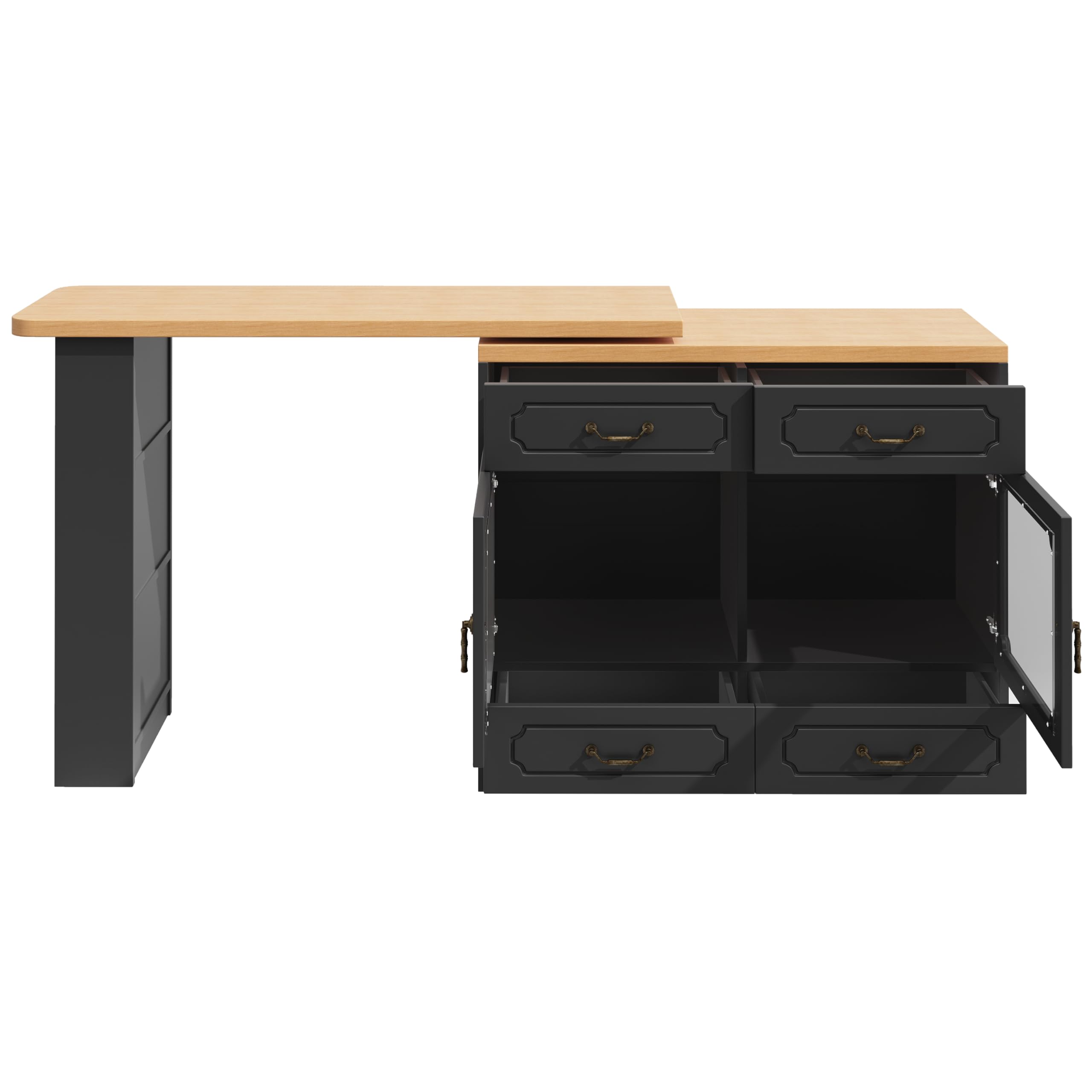 Mesa de bar extensible 135-203 x 39 x 92,8 cm con espacio de almacenamiento, giratoria 360°, comestible, adecuada para dormitorio, salón, comedor, mesa de bar telescópica con LED, mesa alta