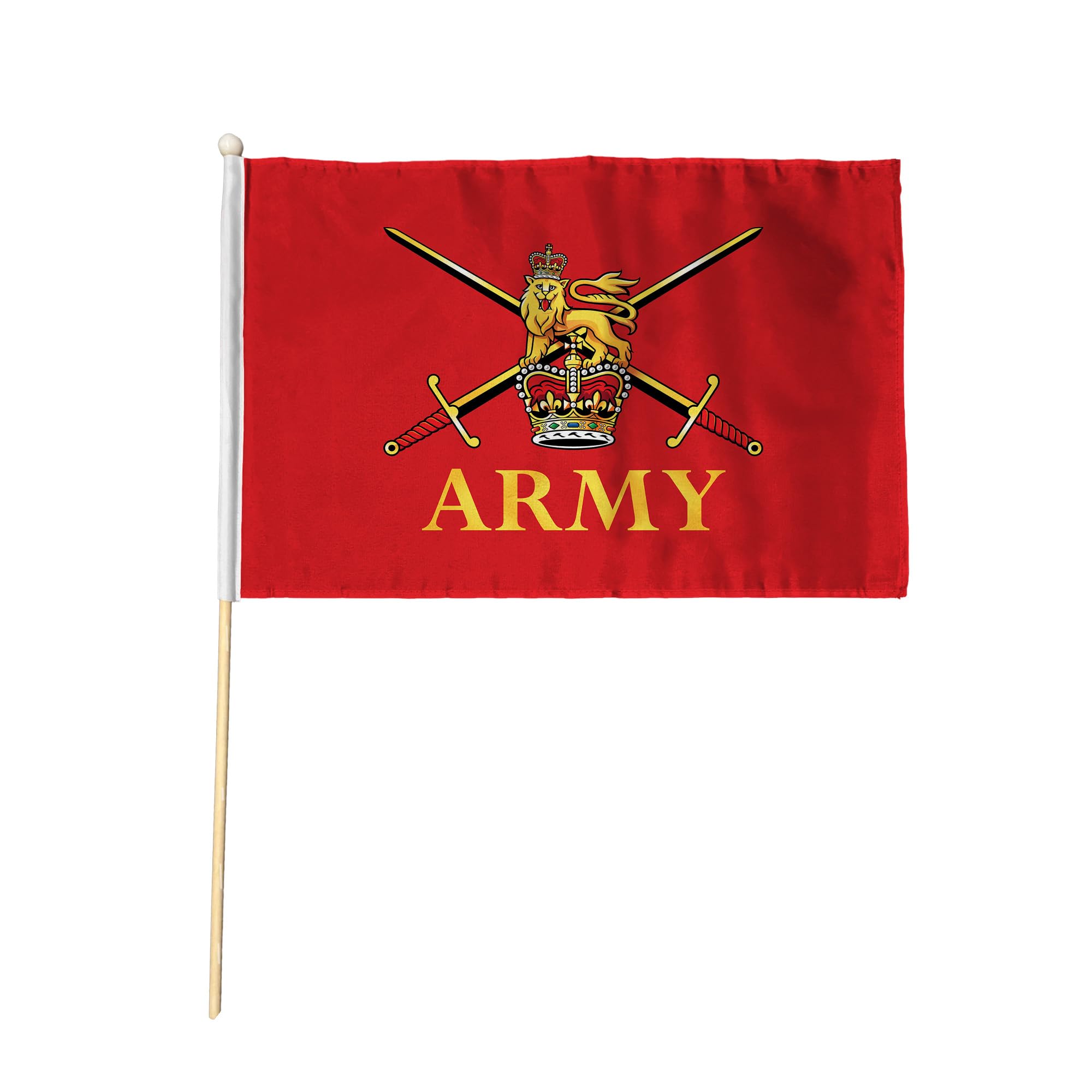 Flagtex British Army Hand Waving Flag (9x6 Inch) - Premium Wooden Stick Hand Flag 9x6 Inch Natural Wood Pole UK Military Armed Forces Events Parades — image 1