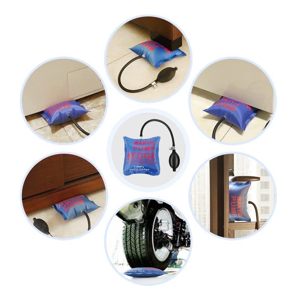2 Stück Montagekissen Luftkissenheber Air Pump Wedge Luftkissen Hebekissen Montage Spreizkissen Hebekissen für Möbel Pneumatikspanner Belastung bis 300 kg (Blau Rechteckig/Quadratisch)