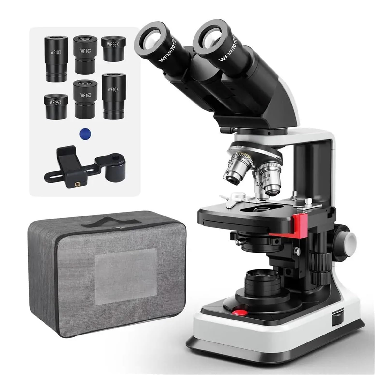 Mikroskop Laboratoryjny Binokularowy O Powiększeniu 40X-2500X, Dwuwarstwowy Stolik Mechaniczny, Pole Widzenia 20 Mm, Podwójne Zasilanie